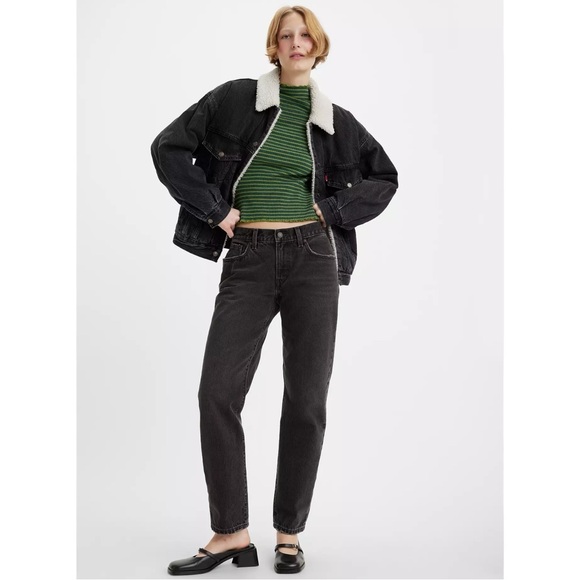 Levi's Premium Middy Straight Washed Black Mid Rise Straight Leg Jeans sz 32 - Picture 4 of 12